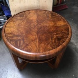 tafelblad noten hout 30e jaren salontafel | Patine meubelrestaratie